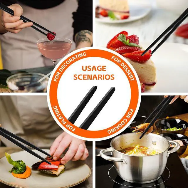 Alt view image 7 of 7 - 2PCS 12" Stainless Steel Precision Serrated Tongs for Cooking