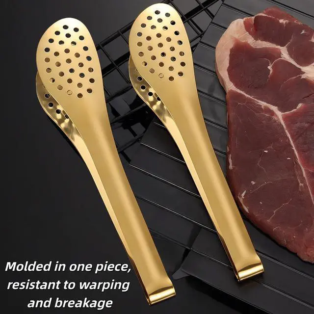 Alt view image 3 of 7 - 2 Pack Stainless Steel Cooking Tongs, 9 Inch Metal Kitchen Food Serving Tongs for Salad, Bread, Barbecue, Catering, Banquet, Party