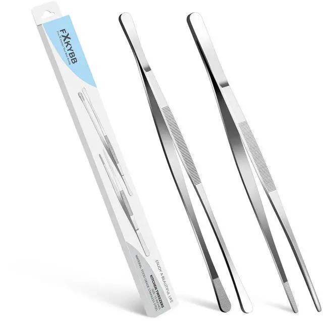 Main image of 2 Pcs 12-inch Stainless Steel Kitchen Utensils, Cooking Tongs, Kitchen Tweezers for Cooking, Camping Cooking Essentials
