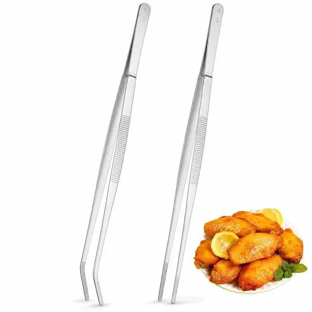 Main image of 2 PCS Kitchen Tweezers for Cooking, 12" Cooking Tweezers Stainless Steel