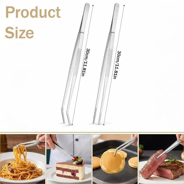 Alt view image 2 of 7 - 2 PCS Kitchen Tweezers for Cooking, 12" Cooking Tweezers Stainless Steel