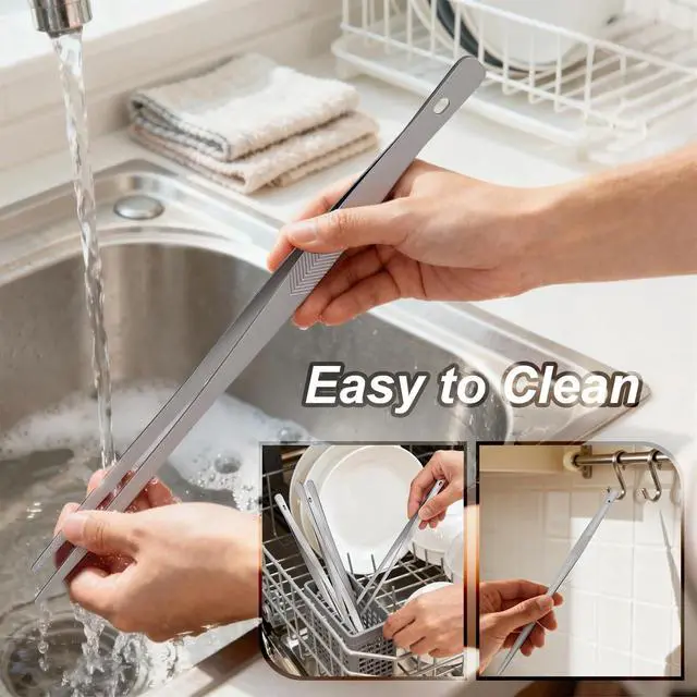 Alt view image 4 of 7 - 4PCS 12" Stainless Steel Kitchen Tongs Tweezers with Serrated Tips
