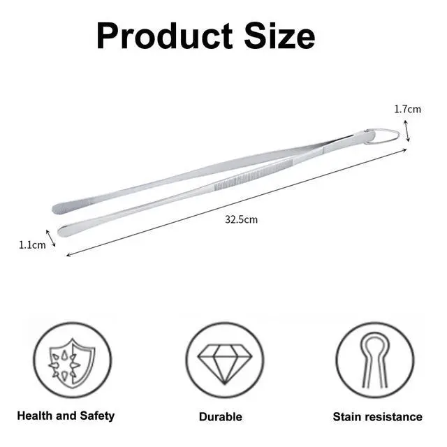 Alt view image 3 of 7 - 12 Inch Kitchen Tweezers, Stainless Steel Cooking Tweezer Tongs with Hook