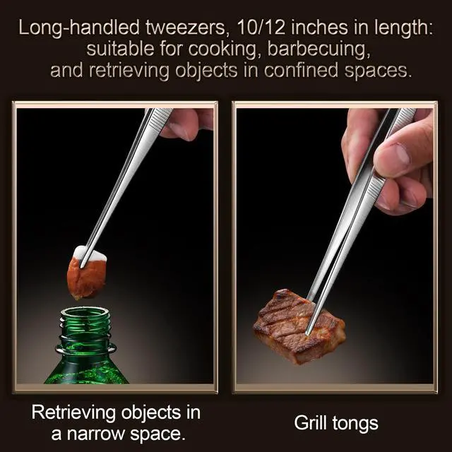 Alt view image 4 of 7 - Long Tweezers, Stainless Steel, 8 inches