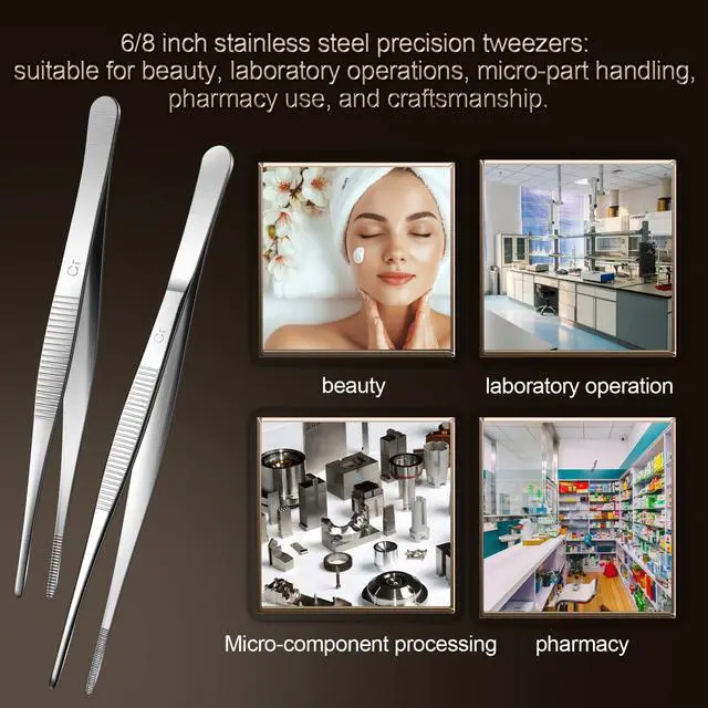 Alt view image 5 of 7 - Long Tweezers, Stainless Steel, 8 inches