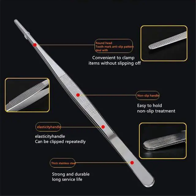 Alt view image 7 of 7 - Long Tweezers, Stainless Steel, 8 inches