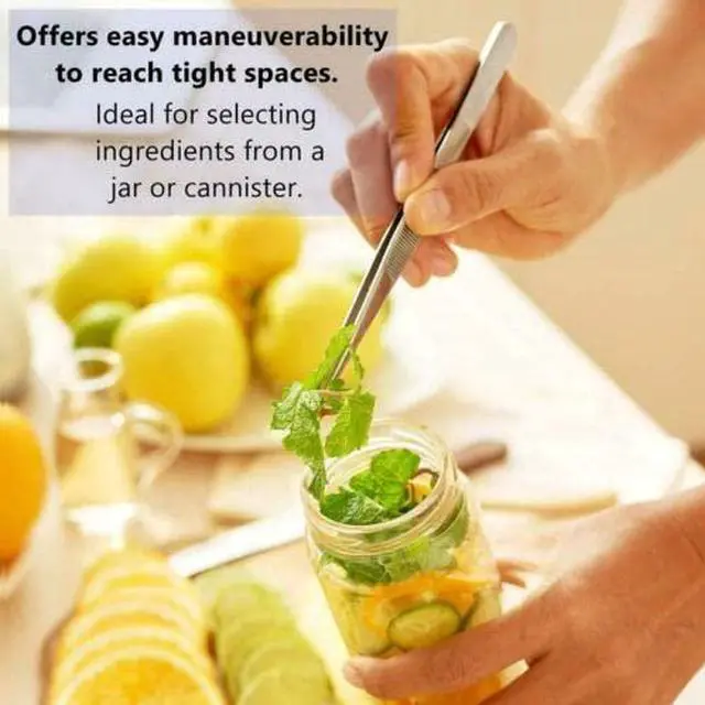 Alt view image 5 of 7 - 6 Inch Professional Culinary Stainless Steel Precision Tongs with Angled Serrated Tips, Plating/Food Presentation Detailing Serving Tongs, Chef's Kitchen Tweezer Tongs - Ultra Non-Slip Grip