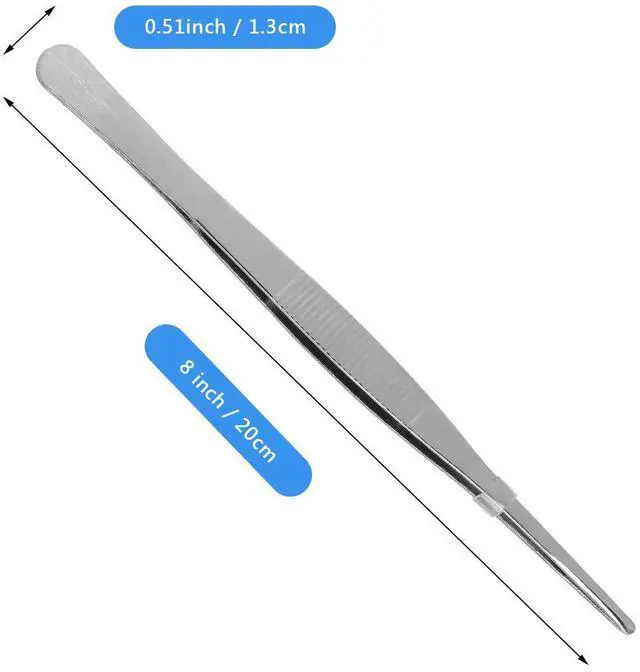 Alt view image 2 of 6 - 8 inch Long Kitchen Tweezers Stainless Steel, Chef Cooking Tweezers Tongs