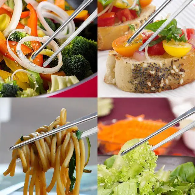 Alt view image 5 of 6 - 8 inch Long Kitchen Tweezers Stainless Steel, Chef Cooking Tweezers Tongs