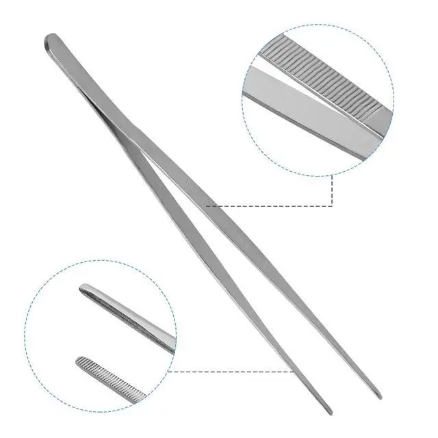 Alt view image 4 of 6 - 8 inch Long Kitchen Tweezers Stainless Steel, Chef Cooking Tweezers Tongs