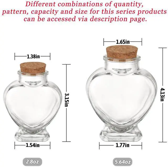 Alt view image 2 of 7 - 5oz Glass Jars with Cork Lids Decorative Glass Jars with Label Tag and String Heart Shaped Glass Containers for Anniversary DIY Art Craft Wedding Home Decor (1)