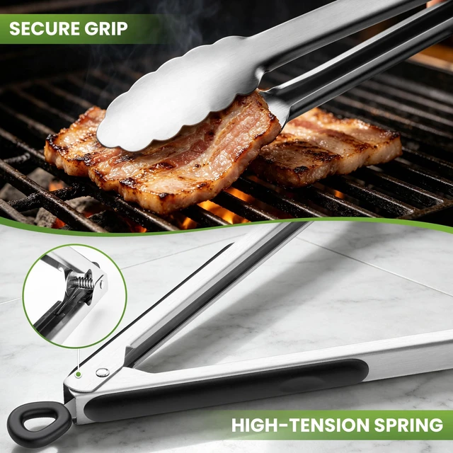Main image of Grill Tongs, 17 Inch Extra Long Stainless Steel BBQ Tongs (17", 1PC) | For Cooking/Serving/Grilling | Heat-Resistant | Dishwasher Safe