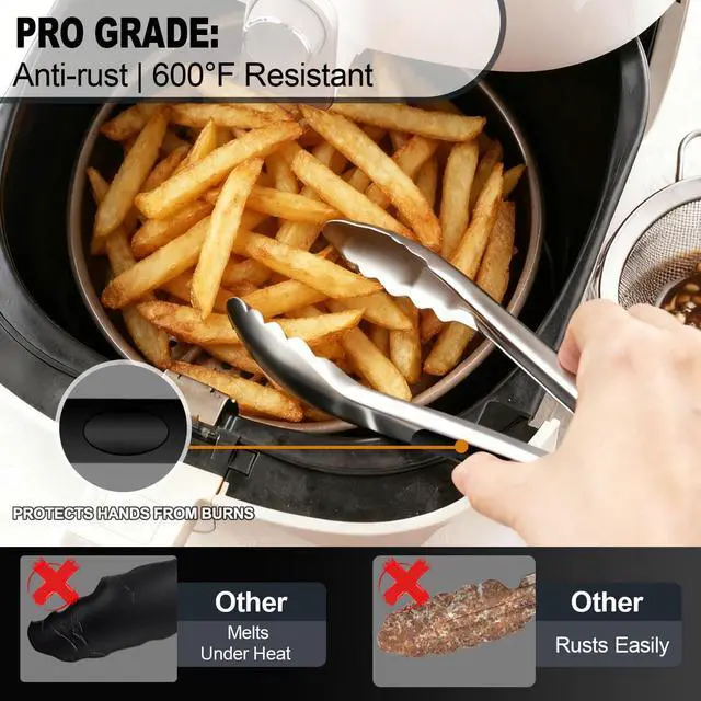 Alt view image 2 of 7 - Stainless Steel Small Tong for Cooking - Mini 7 Inch Locking Tongs, Heat Resistant to 600°F, Food Grade Kitchen Metal Tong for Food, Salad, Pasta, Steaks, Vegetables - Dishwasher Safe