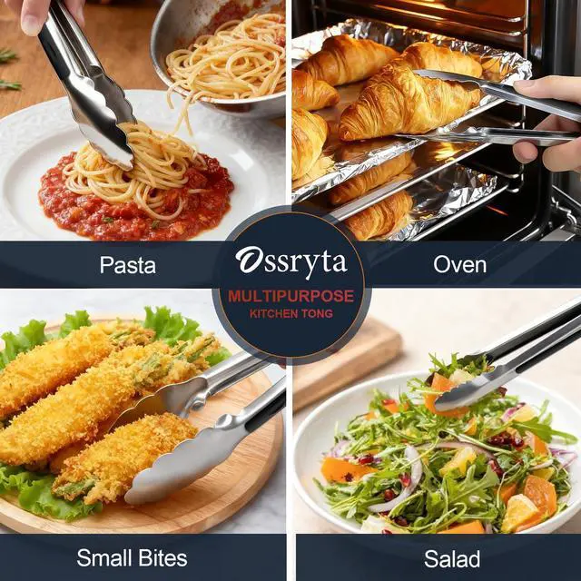 Alt view image 6 of 7 - Stainless Steel Small Tong for Cooking - Mini 7 Inch Locking Tongs, Heat Resistant to 600°F, Food Grade Kitchen Metal Tong for Food, Salad, Pasta, Steaks, Vegetables - Dishwasher Safe