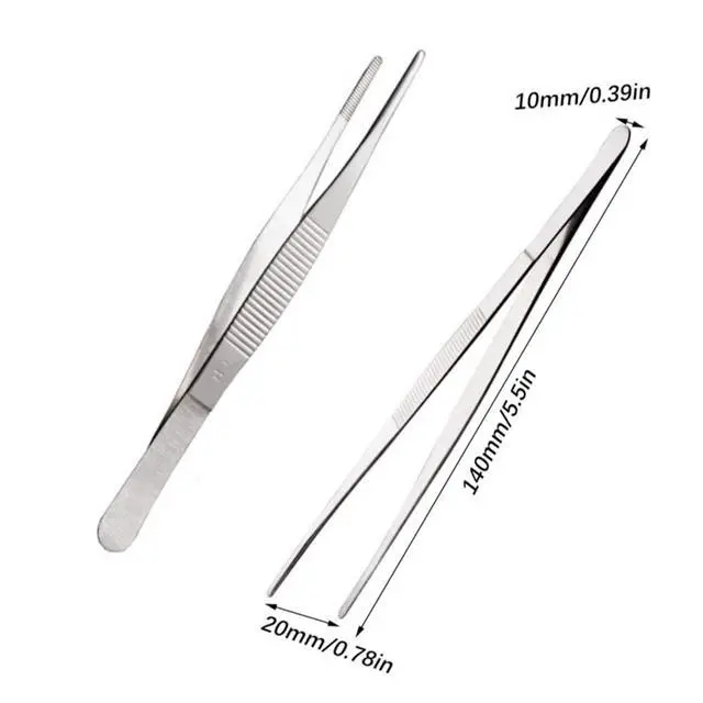 Alt view image 2 of 7 - 4 Pcs 5.5IN/14CMFood Tong Stainless Steel Cooking Tweezers Fine Tweezers, Kitchen Tweezers, Food Tweezers with Precision Serrated Tips for Cooking, Grilling, Baking,
