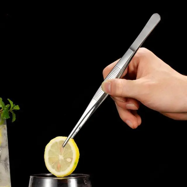 Alt view image 6 of 7 - 4 Pcs 5.5IN/14CMFood Tong Stainless Steel Cooking Tweezers Fine Tweezers, Kitchen Tweezers, Food Tweezers with Precision Serrated Tips for Cooking, Grilling, Baking,