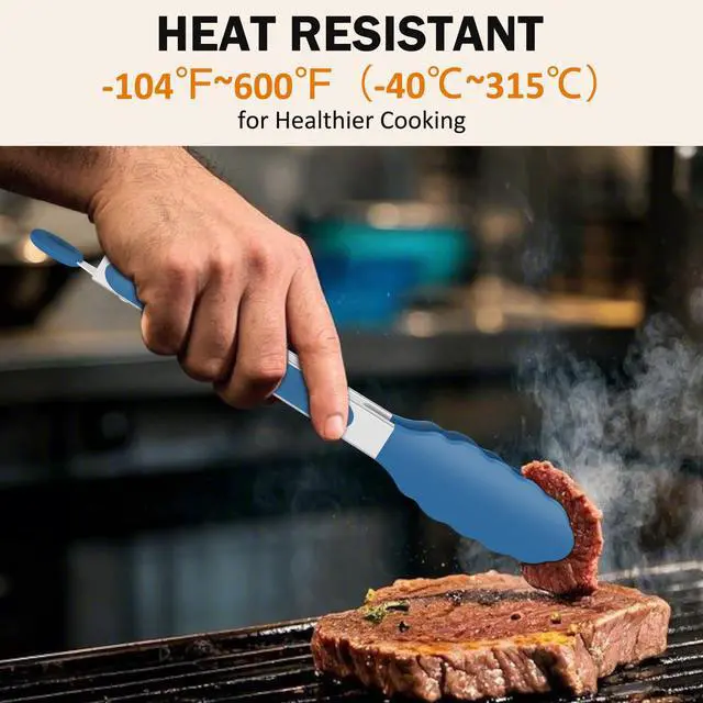 Alt view image 2 of 7 - Tongs for Cooking, Stainless Steel Kitchen Tongs with Silicone Tips