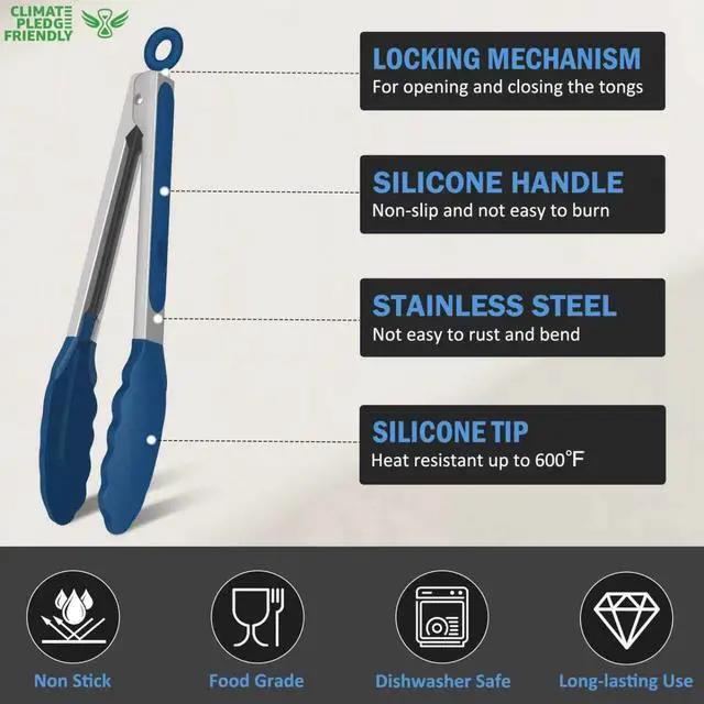 Alt view image 3 of 7 - Tongs for Cooking, Stainless Steel Kitchen Tongs with Silicone Tips