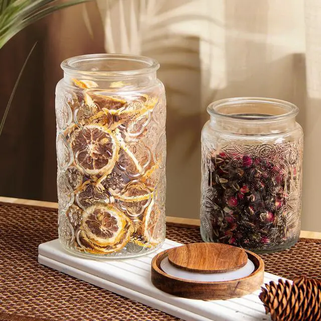 Alt view image 5 of 7 - 32Oz Glass Jar with Lid, Candy jar, Cute jar, Vintage Glass Storage Jar for Sugar, Coffee, Tea, Spice, Flour, Candy Cookie, Pasta, Cereal