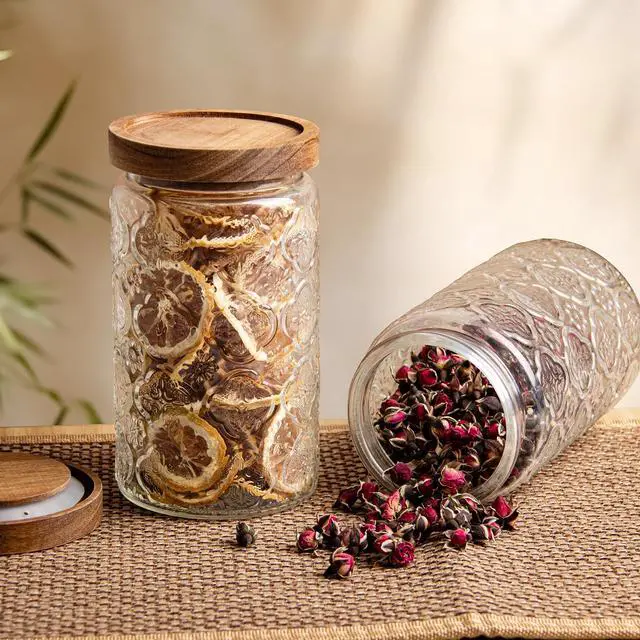 Alt view image 6 of 7 - 32Oz Glass Jar with Lid, Candy jar, Cute jar, Vintage Glass Storage Jar for Sugar, Coffee, Tea, Spice, Flour, Candy Cookie, Pasta, Cereal