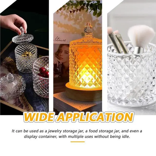 Alt view image 3 of 7 - 300ml 10oz Glass Cryctal Candy Jar with Lid/Cookie Jar/Jewelry Box/Buffet & Biscuit Containers for Kitchen Pantry Cookies Sugar Storage