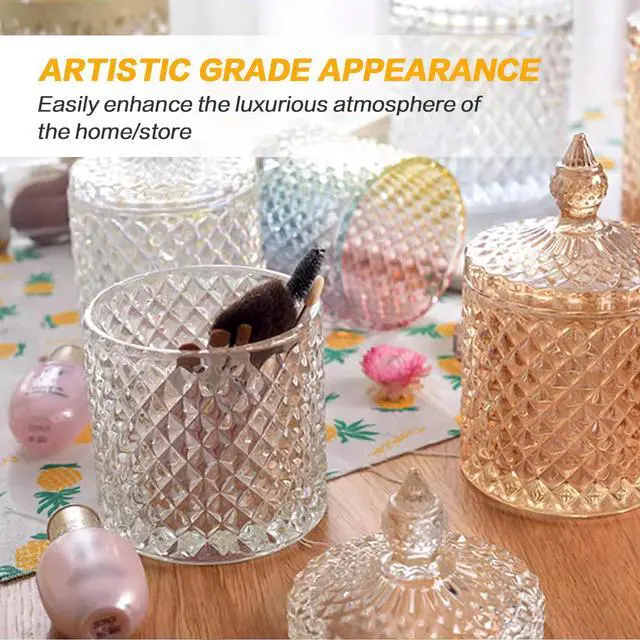 Alt view image 4 of 7 - 300ml 10oz Glass Cryctal Candy Jar with Lid/Cookie Jar/Jewelry Box/Buffet & Biscuit Containers for Kitchen Pantry Cookies Sugar Storage