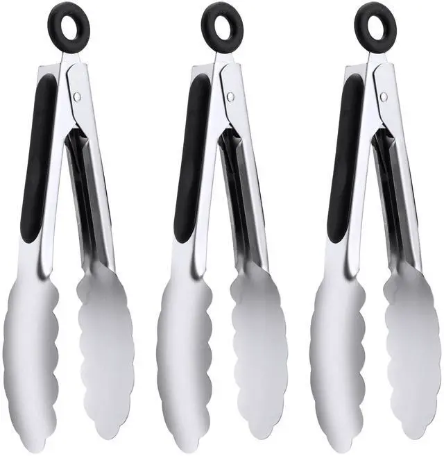 Main image of 7-Inch Stainless Steel Kitchen Tongs Set, for Cooking Serving (7", 3PCS)