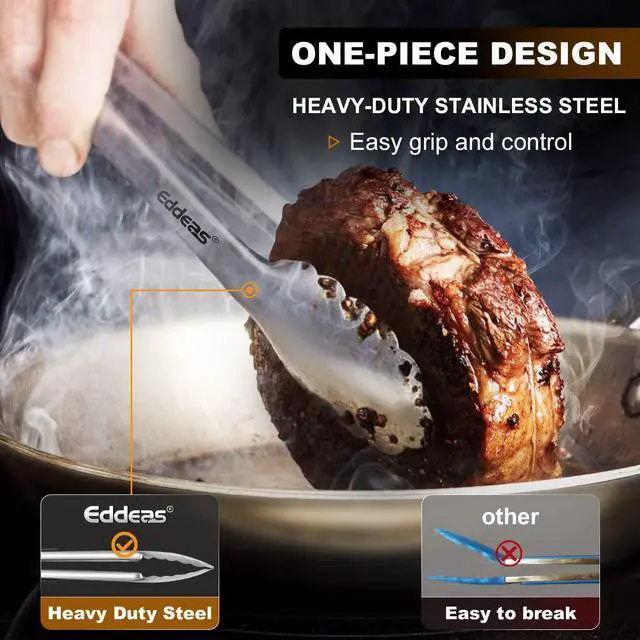 Alt view image 2 of 7 - Tongs For Cooking Up to 600 °F Metal Kitchen Tongs 3PCS 7,9,12 Inch