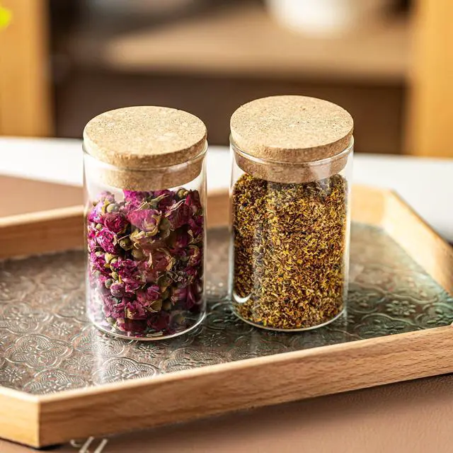 Alt view image 3 of 7 - 10oz Glass Storage Container - Airtight Glass Jars with Cork Lid, Spice Jars, Candy Jar, Food Storage Jars for Candy, Spices, Coffee, Tea, Nuts (2PCS)