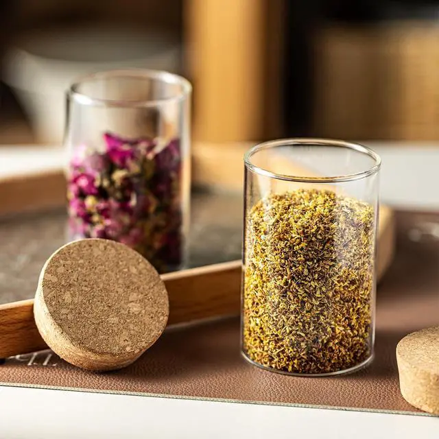 Alt view image 5 of 7 - 10oz Glass Storage Container - Airtight Glass Jars with Cork Lid, Spice Jars, Candy Jar, Food Storage Jars for Candy, Spices, Coffee, Tea, Nuts (2PCS)