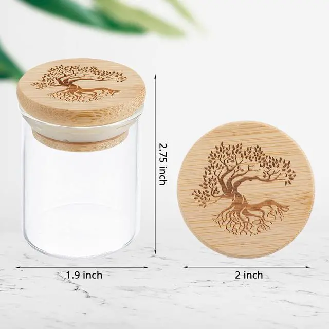 Alt view image 2 of 7 - 2 Packs Glass Storage Jar with Decorative Airtight Bamboo Lid Multi Use Container Glass Jar Set Kitchen Canisters Food Cereal Storage for Candy Cookie Coffee Tea, 1/8 oz