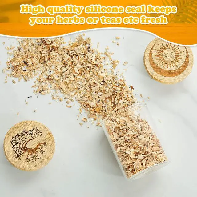 Alt view image 3 of 7 - 2 Packs Glass Storage Jar with Decorative Airtight Bamboo Lid Multi Use Container Glass Jar Set Kitchen Canisters Food Cereal Storage for Candy Cookie Coffee Tea, 1/8 oz