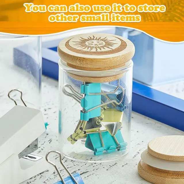 Alt view image 5 of 7 - 2 Packs Glass Storage Jar with Decorative Airtight Bamboo Lid Multi Use Container Glass Jar Set Kitchen Canisters Food Cereal Storage for Candy Cookie Coffee Tea, 1/8 oz