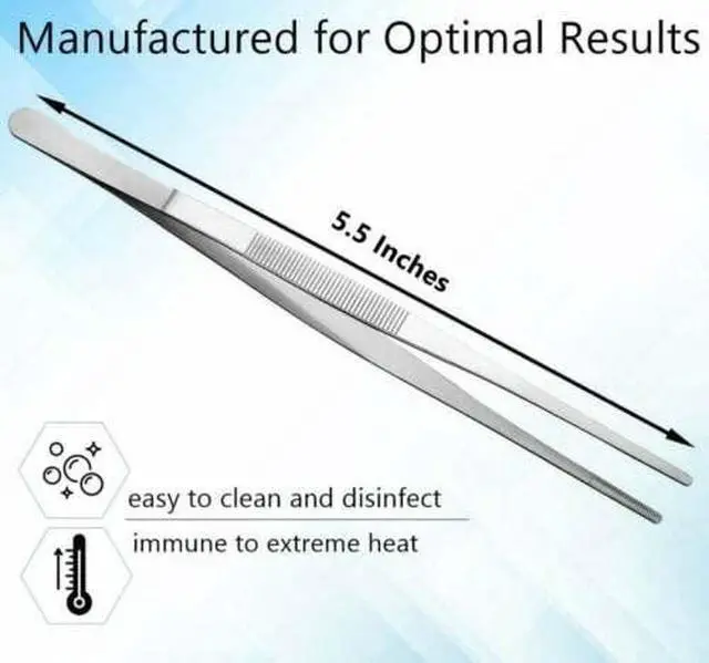 Alt view image 6 of 7 - Precision Blunt Serrated Tips Stainless Steel Thumb Forceps Tweezers 5.5" (14 cm), Comfortable Ridged Handle