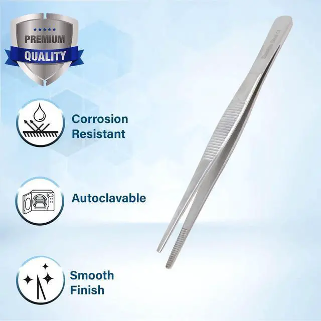 Alt view image 5 of 7 - Precision Blunt Serrated Tips Stainless Steel Thumb Forceps Tweezers 5.5" (14 cm), Comfortable Ridged Handle