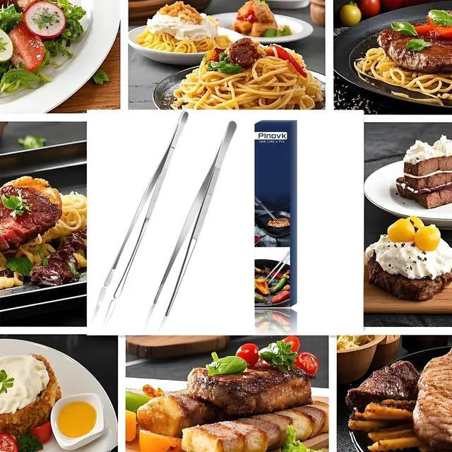 Alt view image 7 of 7 - 2 Pcs 12-Inch Kitchen Tweezers, Extra-Long Stainless Steel Cooking Tweezer Tongs for Plating, Roasting, Serving Food, Silver