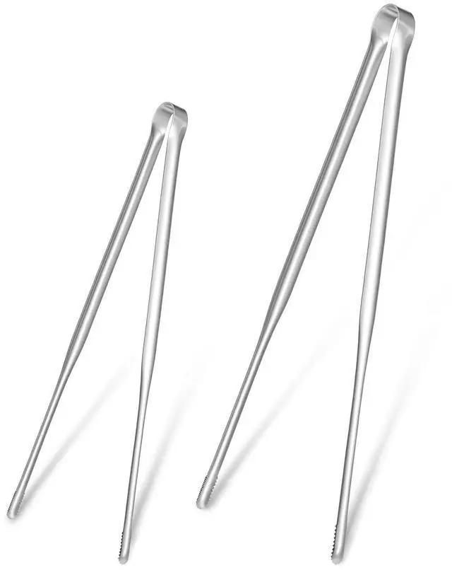 Main image of 2 Pcs Non-Slip Serrated Cooking Tongs Stainless Steel Serrated Tips Kitchen Tongs One-Piece Metal BBQ Tong for Grilling Frying Plating (11.8 & 13.8)