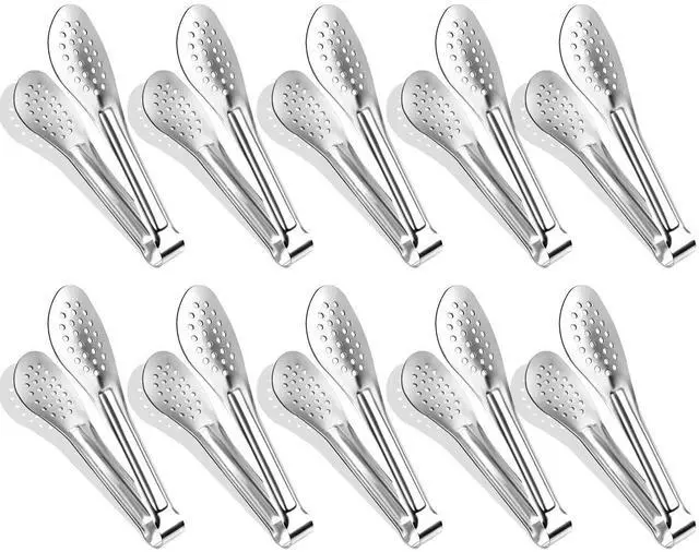Main image of 10PCS 5 Inch mini tongs Serving Tongs Small Kitchen Tongs Silver