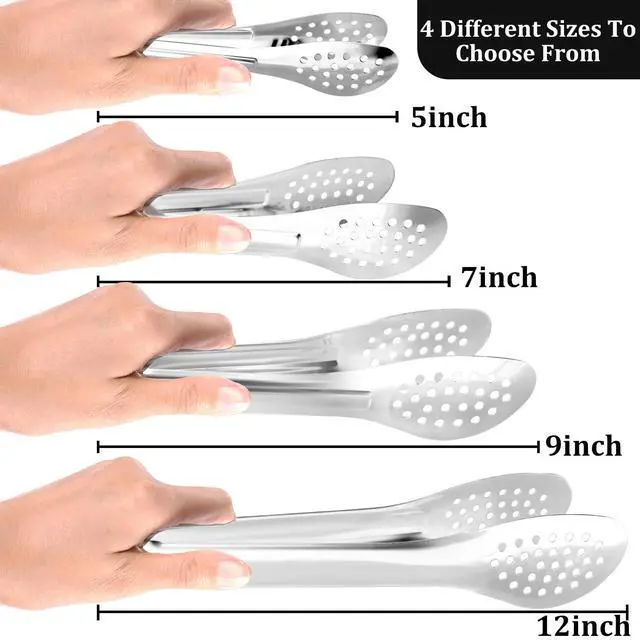 Alt view image 3 of 7 - 10PCS 5 Inch mini tongs Serving Tongs Small Kitchen Tongs Silver