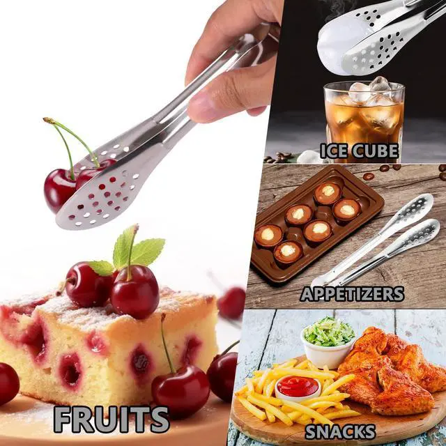 Alt view image 5 of 7 - 10PCS 5 Inch mini tongs Serving Tongs Small Kitchen Tongs Silver
