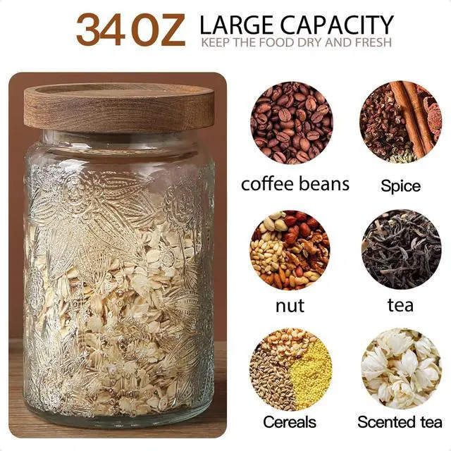 Alt view image 3 of 7 - Vintage Glass Jar with Lid, Airtight Candy Coffee Canister Food Storage