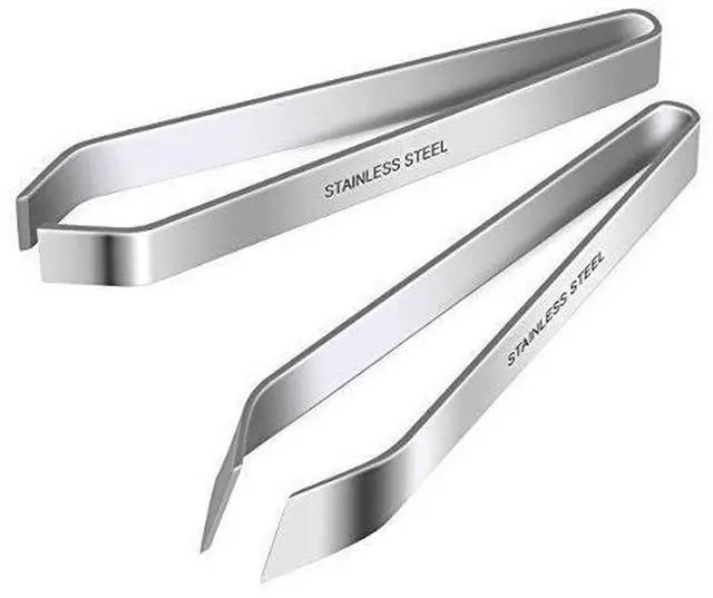 Main image of 2 Pieces Fish Bone Tweezers, Stainless Steel Flat and Slant Tweezers Pliers Remover Tool (4.6")