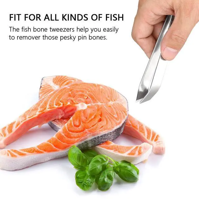 Alt view image 2 of 7 - 2 Pieces Fish Bone Tweezers, Stainless Steel Flat and Slant Tweezers Pliers Remover Tool (4.6")