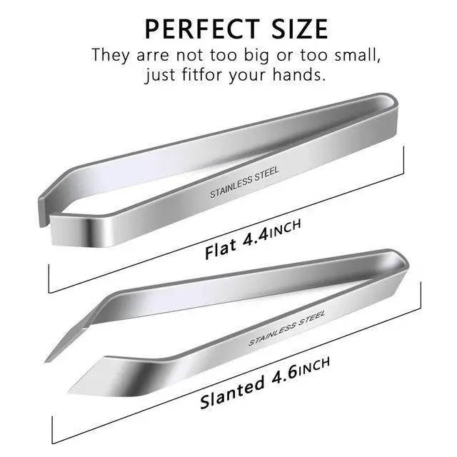 Alt view image 6 of 7 - 2 Pieces Fish Bone Tweezers, Stainless Steel Flat and Slant Tweezers Pliers Remover Tool (4.6")