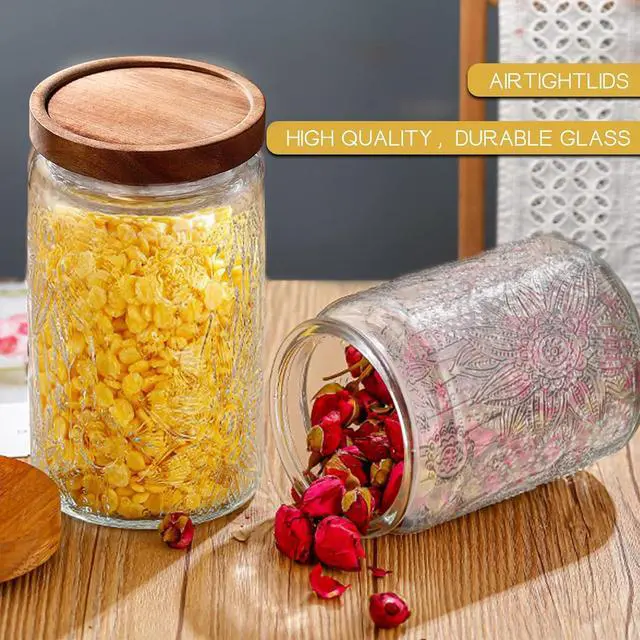 Alt view image 6 of 7 - Vintage Glass Jar with Lid, Airtight Candy Coffee Canister Food Storage