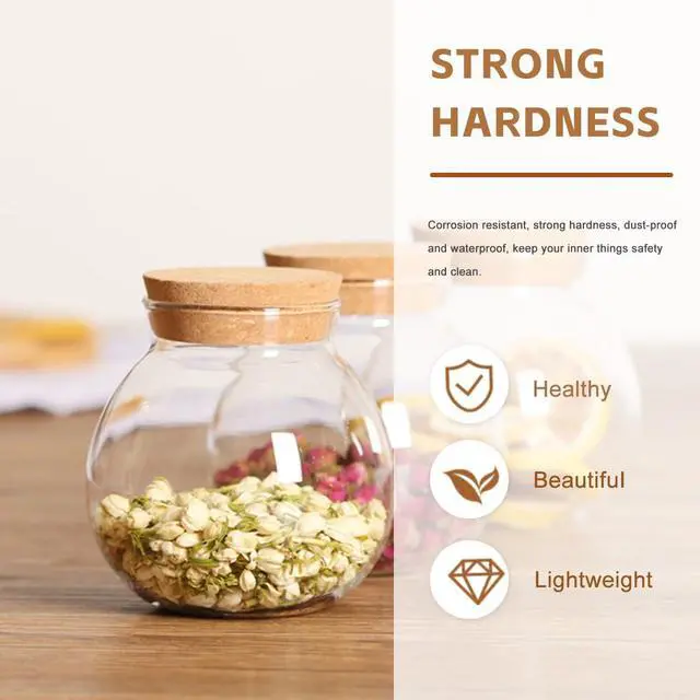 Alt view image 3 of 7 - 1Pcs 500ml/17oz Clear Glass Bottles with Cork Stopper -Empty Refillable Round Food Flower Tea Candy Seasoning Storage Container Vial Jars
