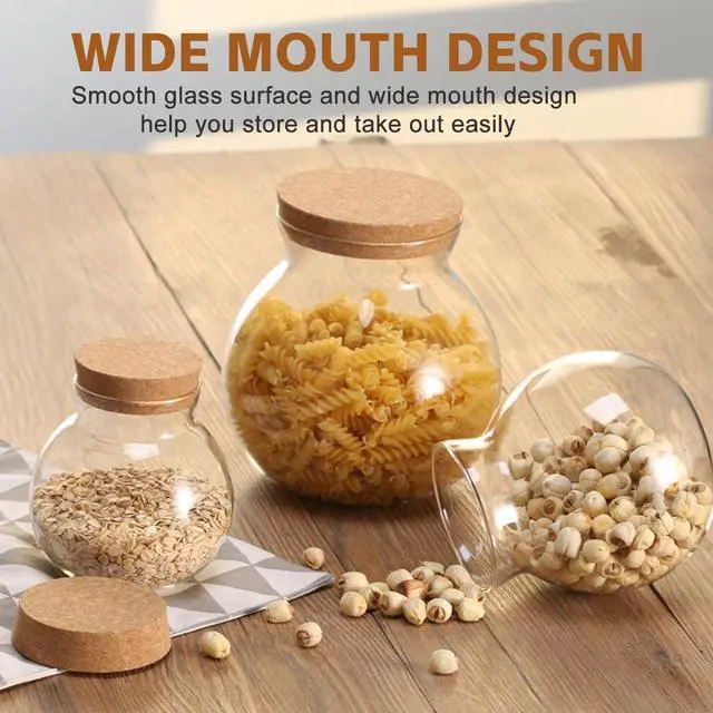 Alt view image 6 of 7 - 1Pcs 500ml/17oz Clear Glass Bottles with Cork Stopper -Empty Refillable Round Food Flower Tea Candy Seasoning Storage Container Vial Jars