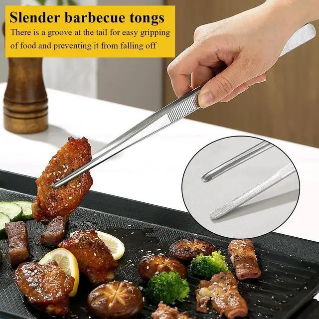 Alt view image 6 of 7 - Berglander Kitchen Tweezers Tongs 2pcs, 12" Extra-Long Stainless Steel Metal Heavy Duty Cooking Tweezers for Chef, Serving Food, Grill, Culinary, Pasta, Salad, BBQ