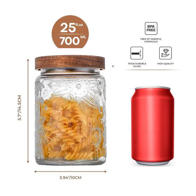 Alt view image 4 of 7 - Glass Storage Containers With Lids, Glass Jars With Lids, 24OZ