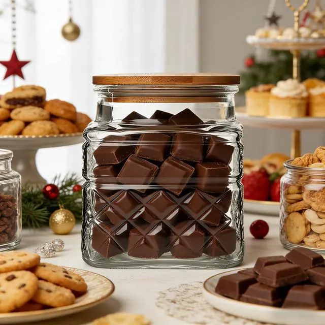 Alt view image 3 of 7 - 20 FL oz Small Vintage Glass Jar with Airtight Bamboo Lid,Thick Glass,Clear
